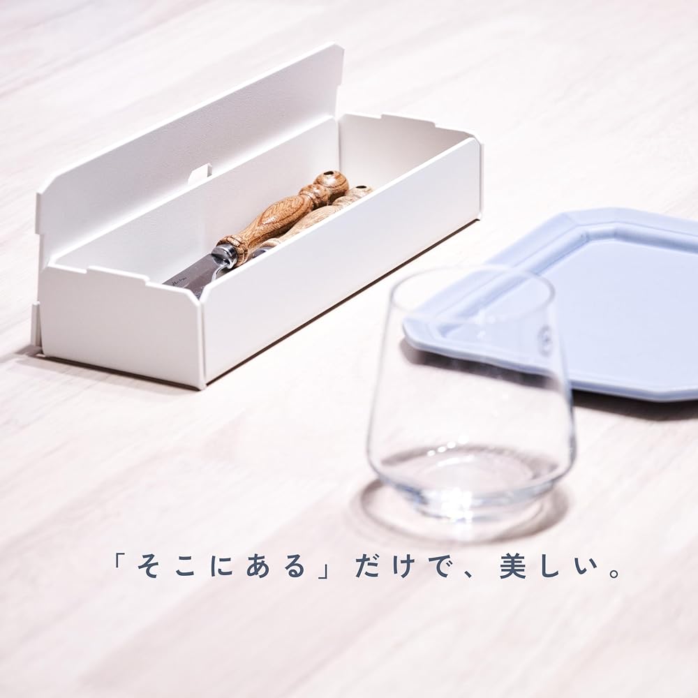 MagoroLabo Cutlery Case [Made in Japan] Chopstick Holder with Lid Stylish Cutlery Storage Case Chopstick Holder Case Cutlery Tray Cutlery Box White TETUTO ML-098