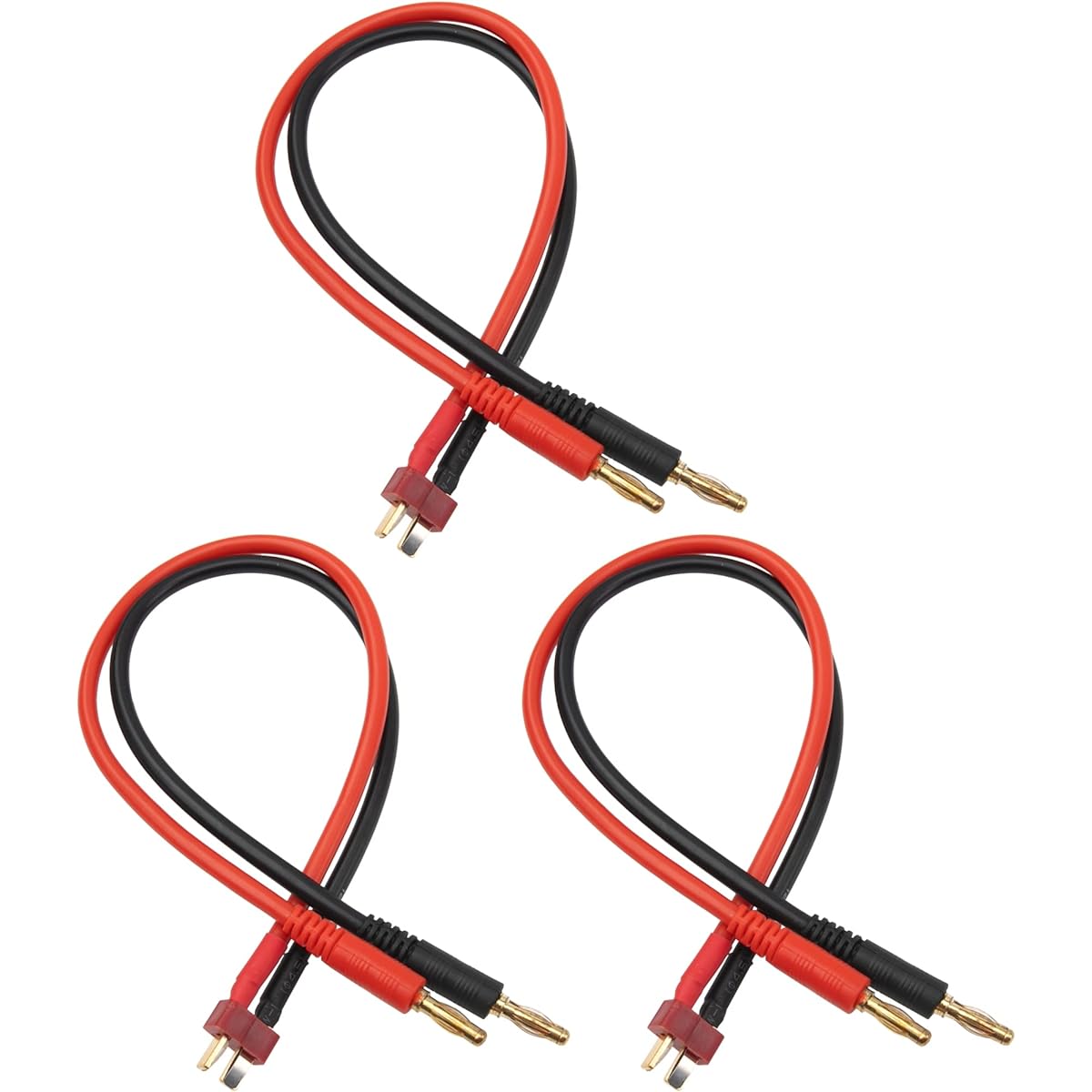 HIRCQOO 3Pcs RC Banana Plug 4mm Bullet to Deans T Plug Adapter 12AWG 30cm (11.8inch) Charging Cable for RC Helicopter Quadcopter LiPo Battery Vehicle Adapter Lead