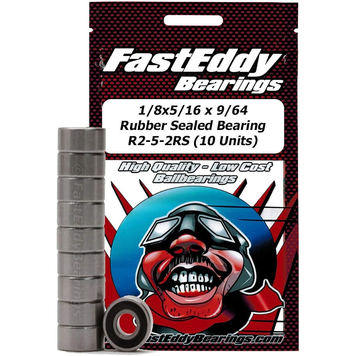 FastEddy Bearing 1/8x5/16x9/64 Rubber Sealed Bearing R2-5-2RS (10 Units)