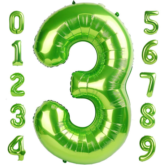 40" Green Number 3 & Mini Dinosaur Balloons for 3 Year Old 3 Year Old Boy Birthday Decorations, 3 Rex Birthday Party Decor, Large Number 13 for Party Decorations