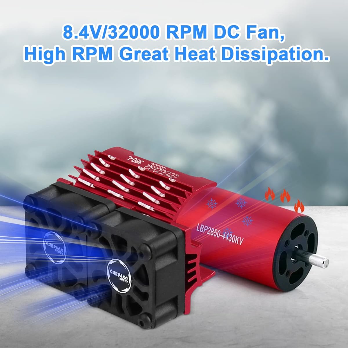 RC Car Motor Cooling Fan 25mm Twin Motor Fan with Metal Heatsink 380/390 Brushless Motor Replacement Part for 1/10 RC Truck Diameter 28-29mm Brushless Motor