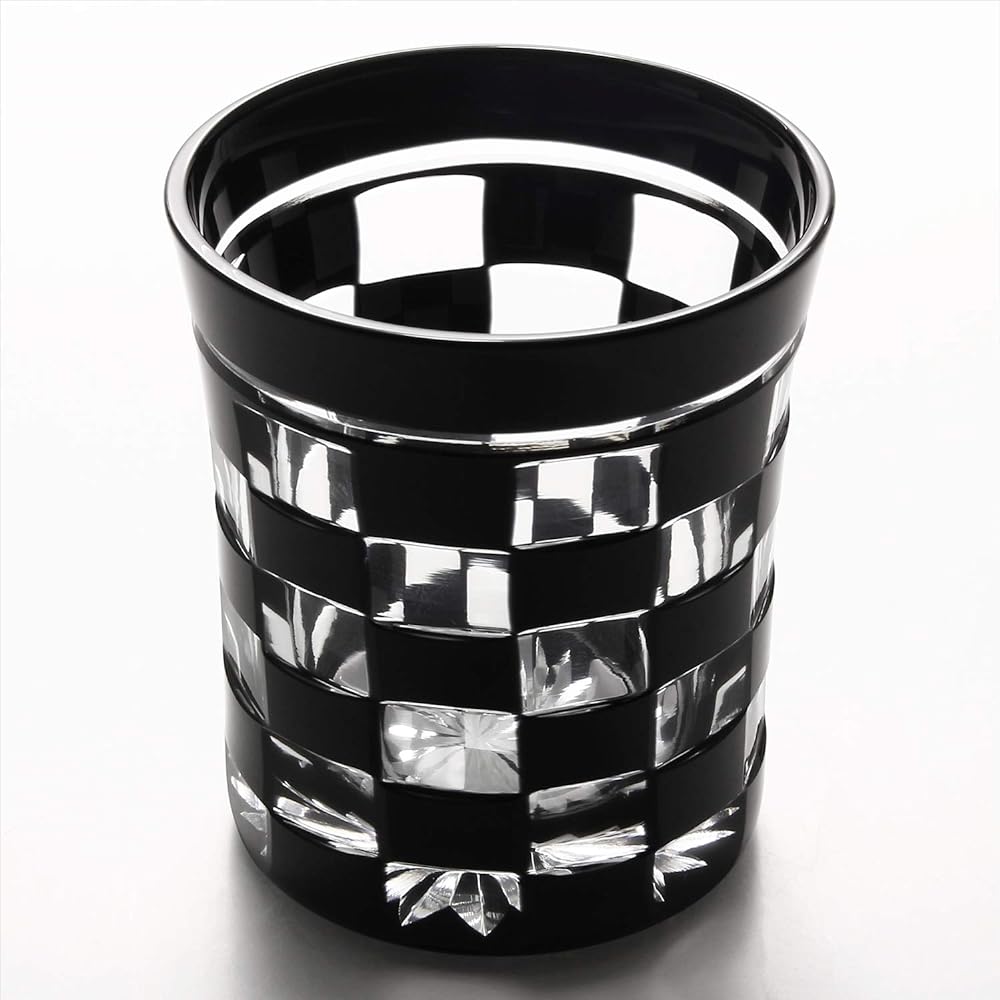 Edo Kiriko Kawai Sarazo Mini Old Glass Checkered Black 1755-33BK
