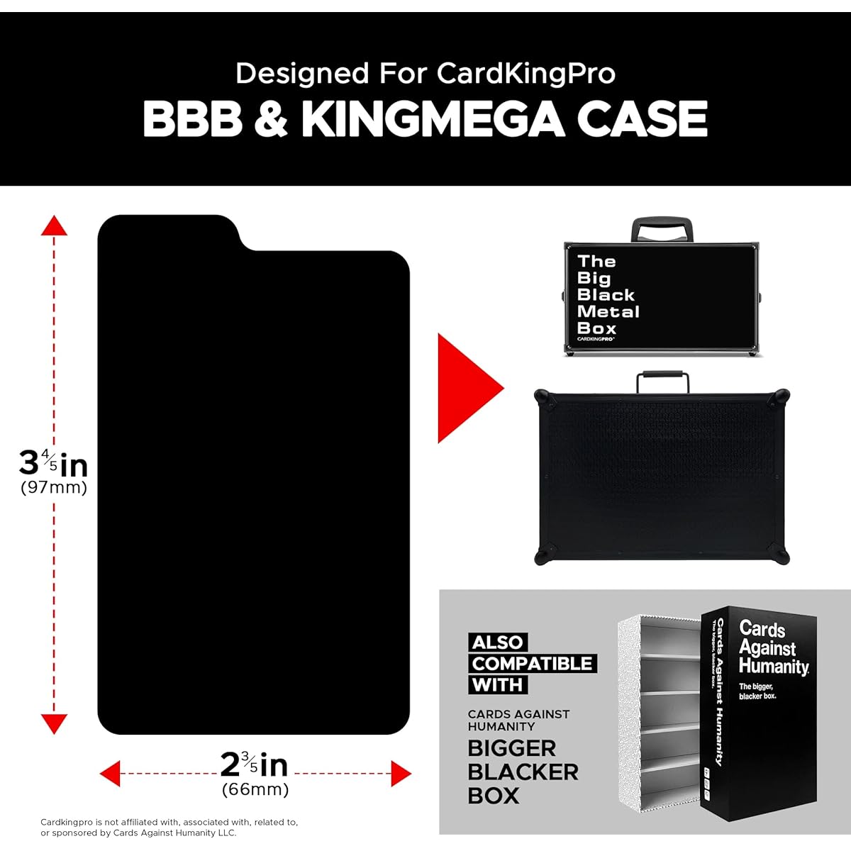 CardKingPro Rugged Trading Card Divider | For Playing Cards | 32 Cards | Writable Tabs | 2.6" (2" 3/5) x 3.8" (3" 4/5) | Height (66 x 97mm) | Compatibility KingBBB, KingMega, and CAH Bigger Blacker Box with