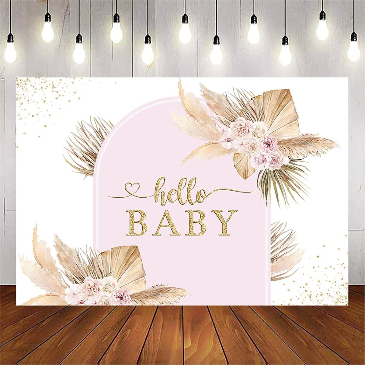 Avezano Boho Baby Shower Backdrop Decorations 8x6ft Pink Pampas Grass Floral Rainbow Arch Hello Baby Shower Photo Banner Bohemian Girls Baby Shower Oh Baby Party Background