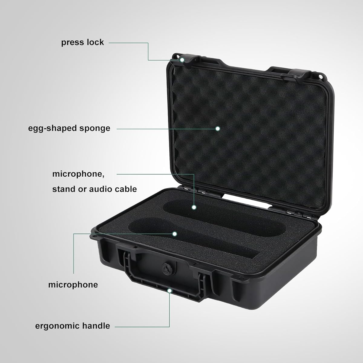 Liyirui Microphone Portable Storage Case Foam Storage Case Pre-diced DIY Shape Portable Case Portable Case for Microphone Waterproof Anti-drop Tool Safety Box Travel Going Out