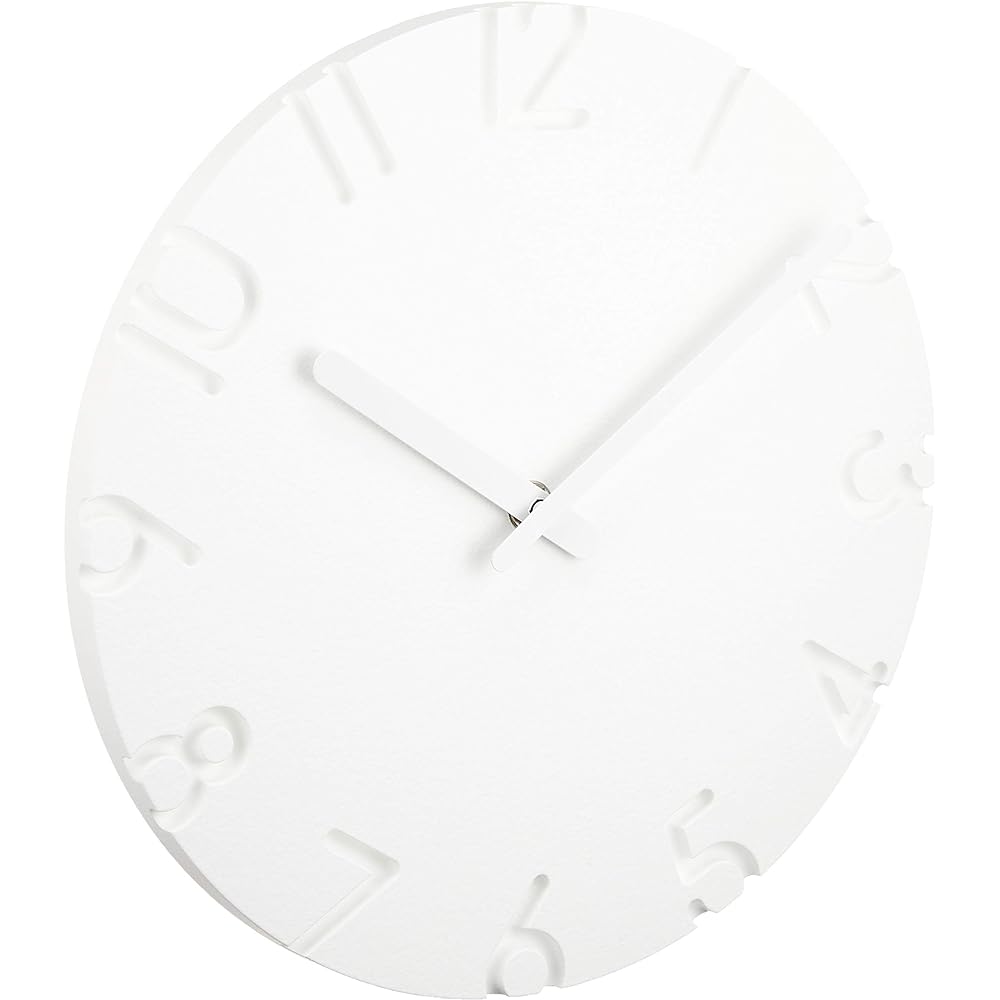 Lemnos Wall Clock Analog Carved White CARVED Arabic Diameter 24cm NTL10-04A Lemnos White