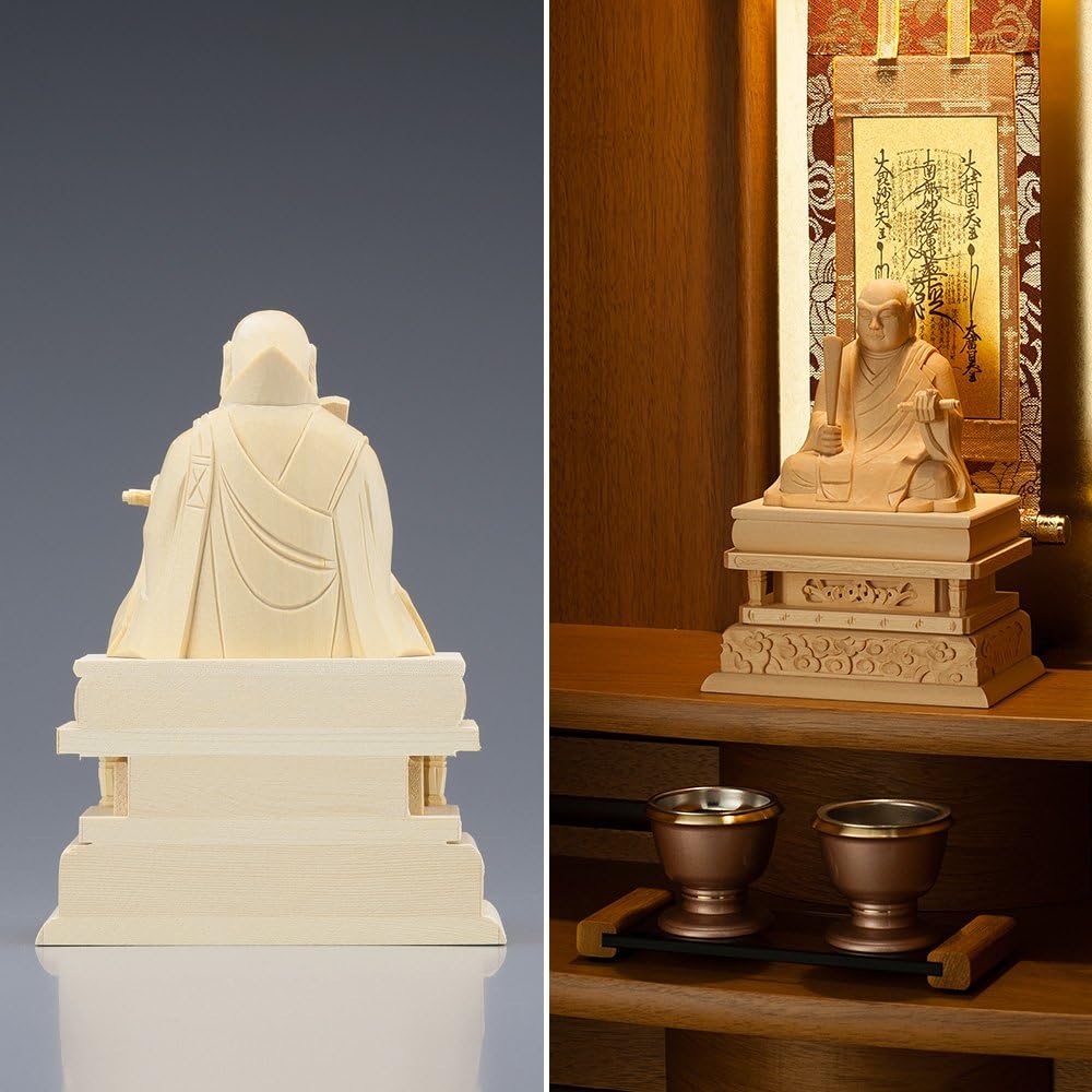 Buddhist altar shop Takita Shoten Buddhist statue Supervised by the great Buddhist master ``Hokarikodo'' Nichiren Saint (Nichiren sect) White wooden 2 dimensions (height 13.3 cm x width 9.8 cm) Principal Buddha statue for Buddhist altar, wood carving [Ta