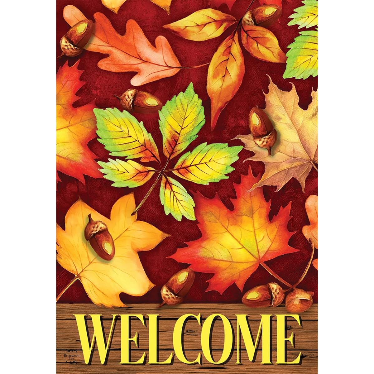 Colorful Fall Foliage House Flag Welcome Autumn Leaf 28" x 40" Briarwood Lane