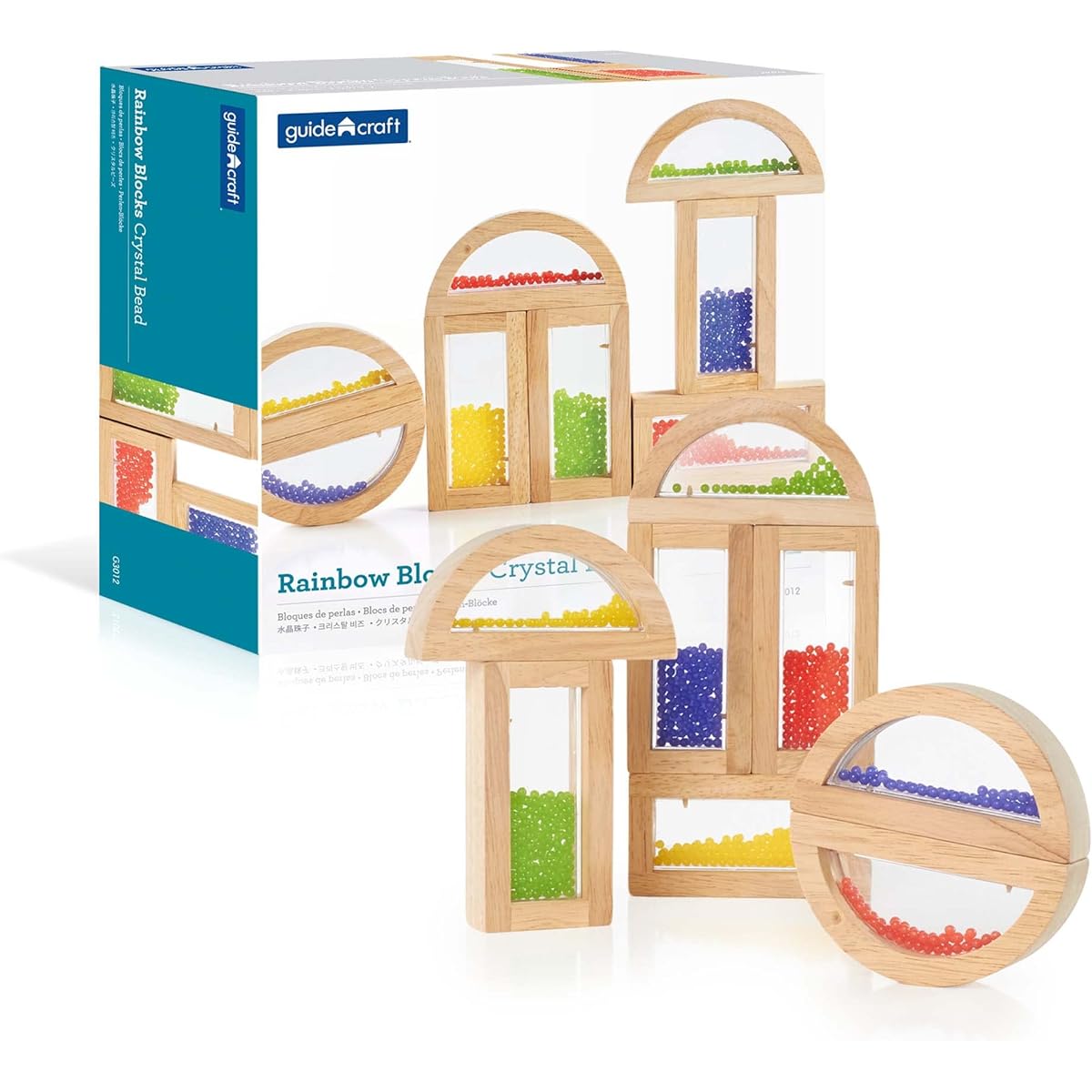 Guidecraft Rainbow Blocks – Crystal Beads, Educational Toys, Children – Stacking Blocks