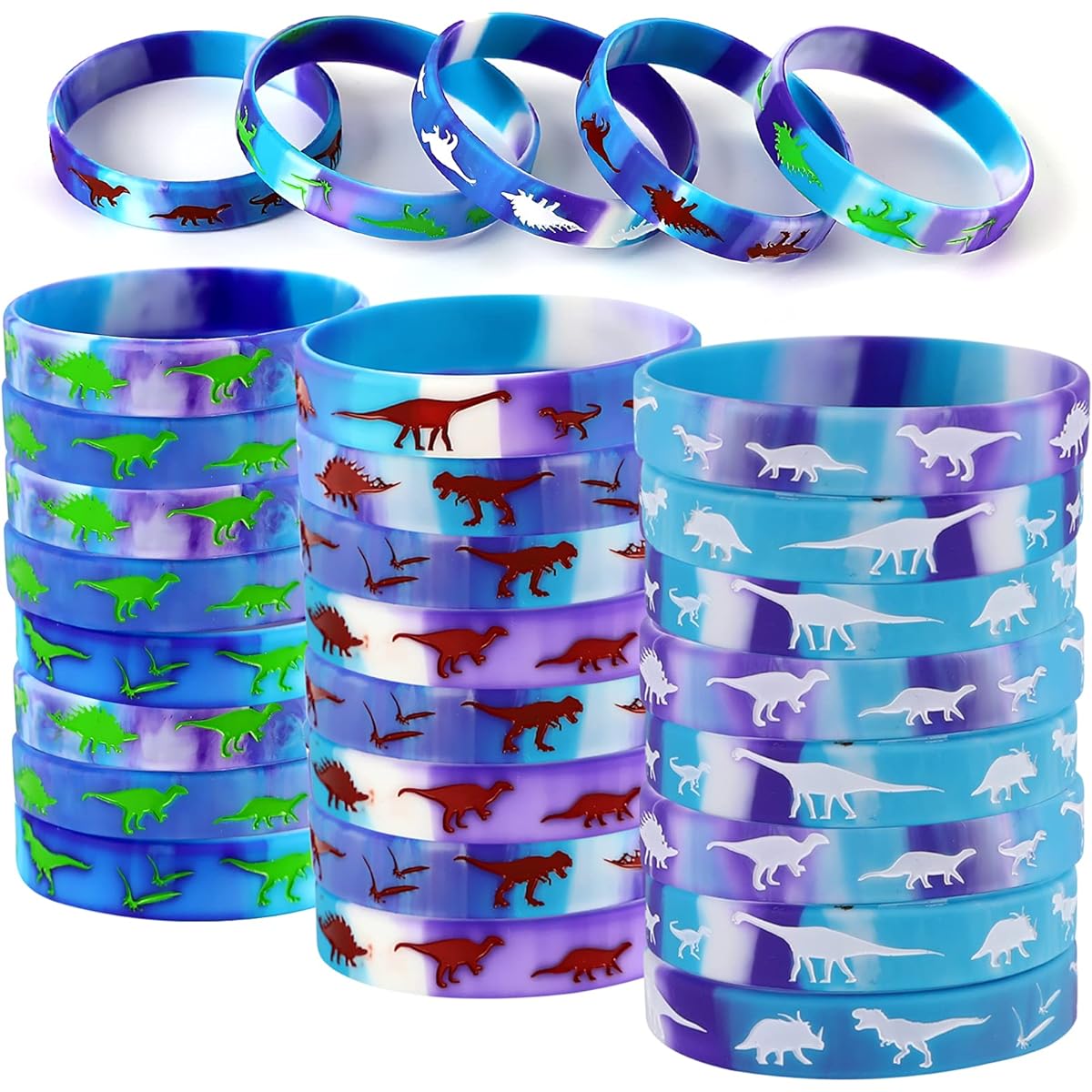 ENKUY Dinosaur Silicone Wristbands Rubber Bracelets Dinosaur World Party Supplies for Dinosaur Theme Party Birthday