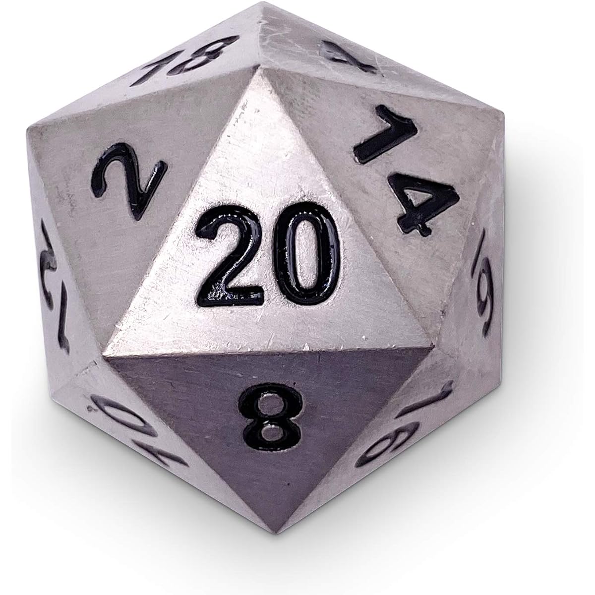45mm Full Metal D20 Norse Foundry Aged Mithiral - The Boulder RPG D&D Polyhedral Dice