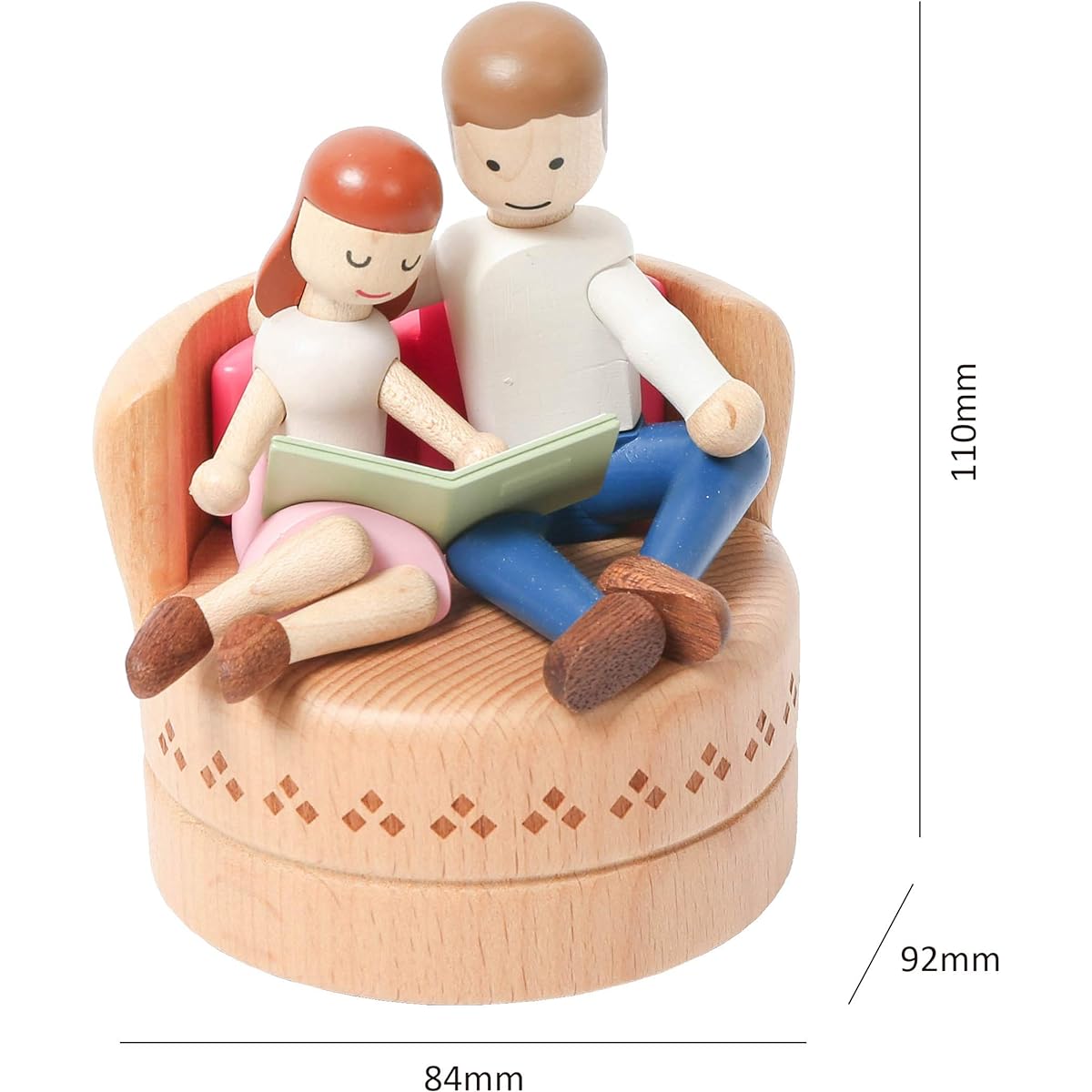 Wooderful Life Music Box Natural Wood Color | Couple Sofa | 1060911 | Handmade Clear Texture Beautiful Romantic Gift | Play - Love and Again (Nocturne)