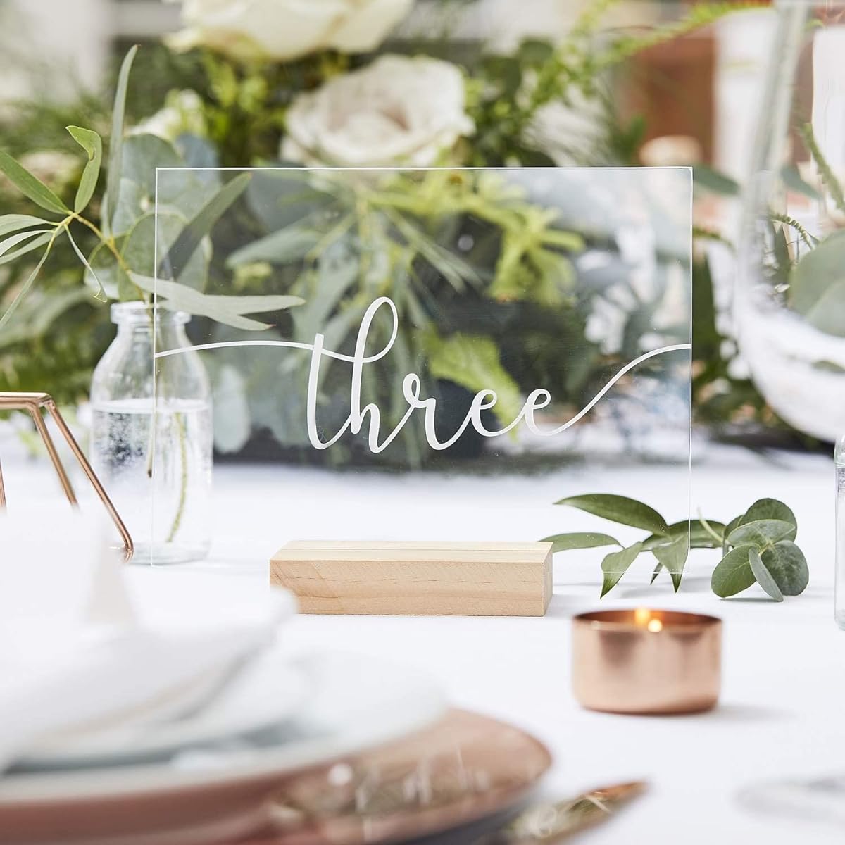 Ginger Ray Botanical Wedding Wood & Acrylic Table Numbers 12 Pack