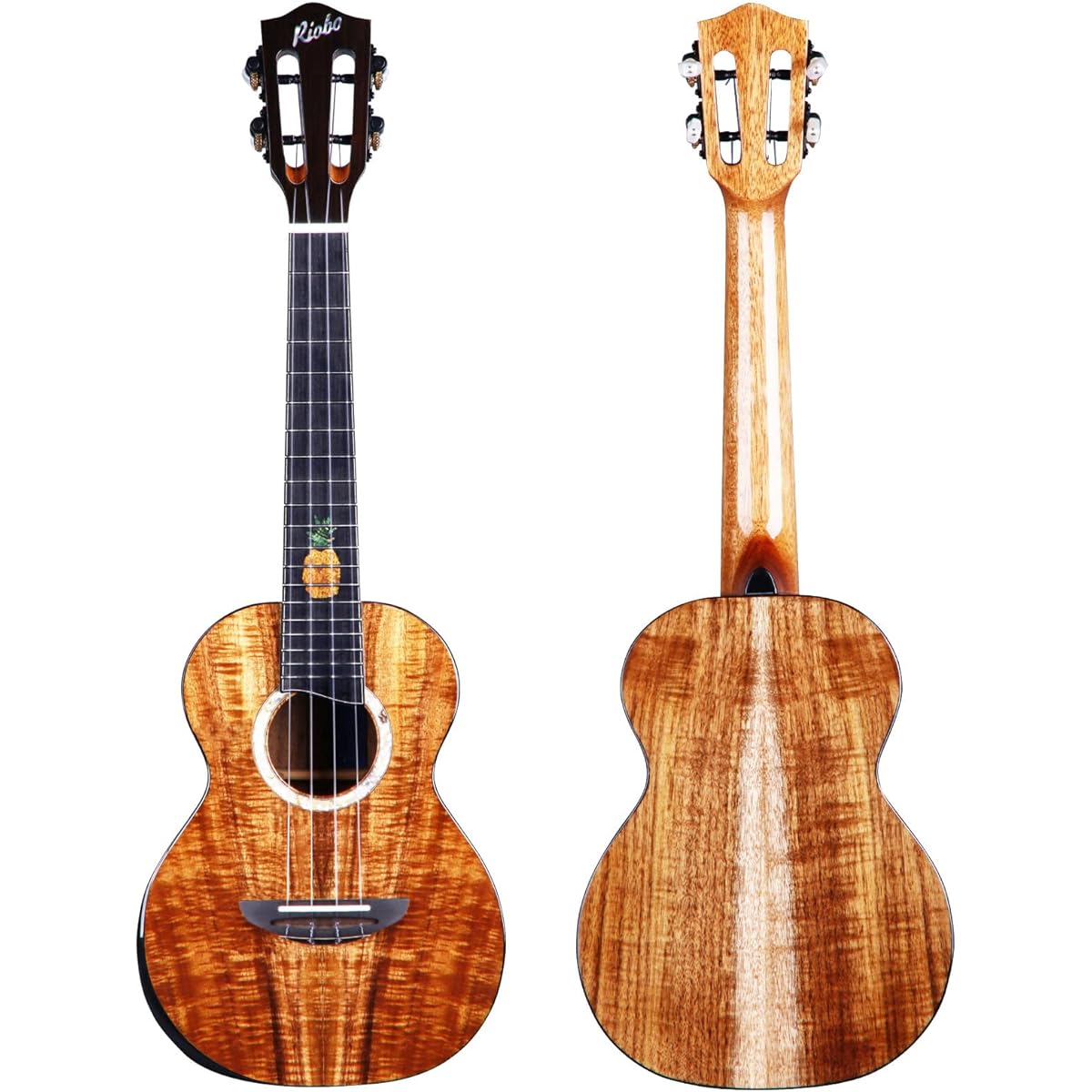 Riobo Ukulele Tenor 26 inch Professional Instrument Tenor Size Hawaii Ukulele Pineapple Solid Wood Hawaii Ukulele High Gloss Accessories: Ukulele Case, Strap, Capo, Tuner, 10mm Thick Backpack (Tenor)