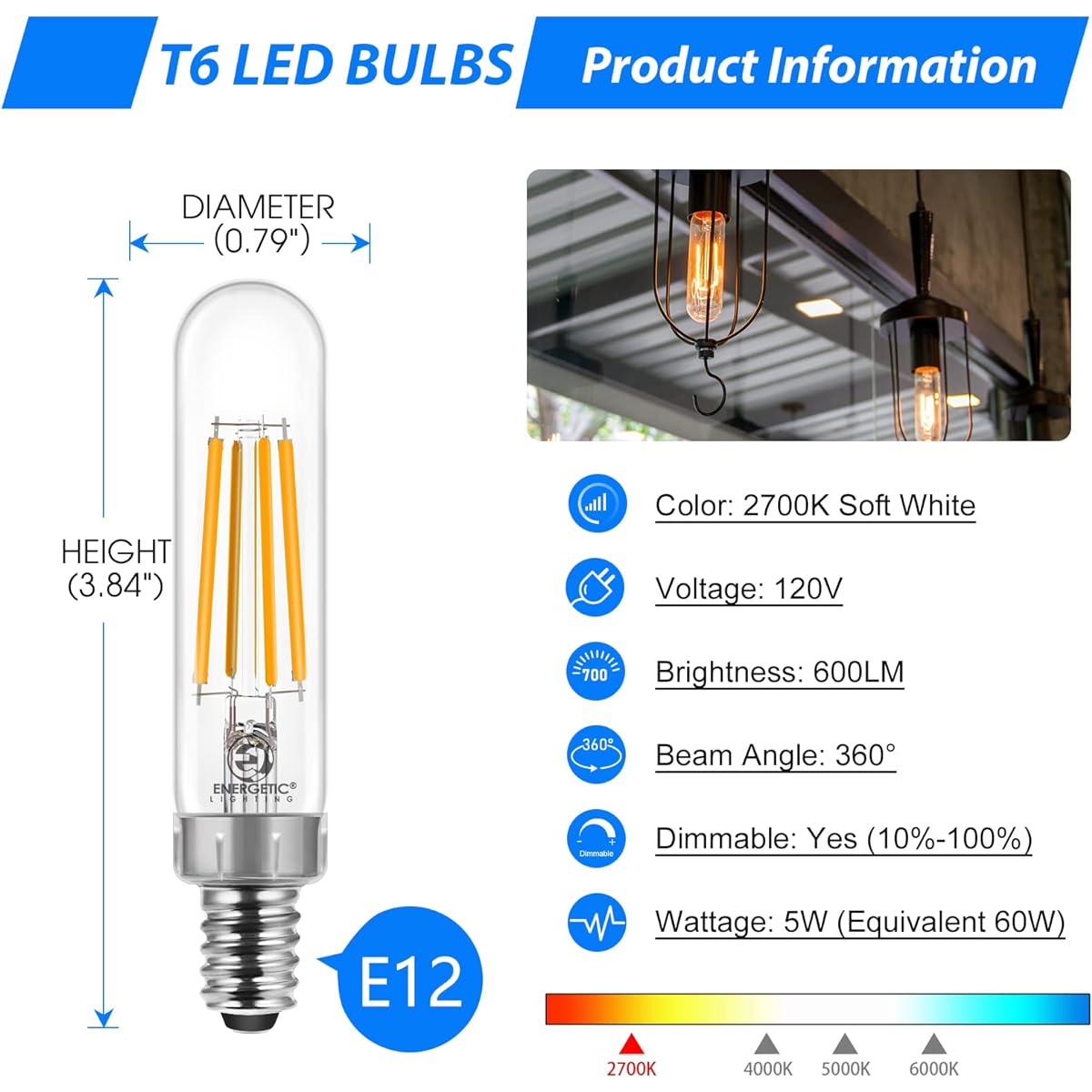 ENERGETIC SMARTER Lighting T6G80D5W600LM27K-6