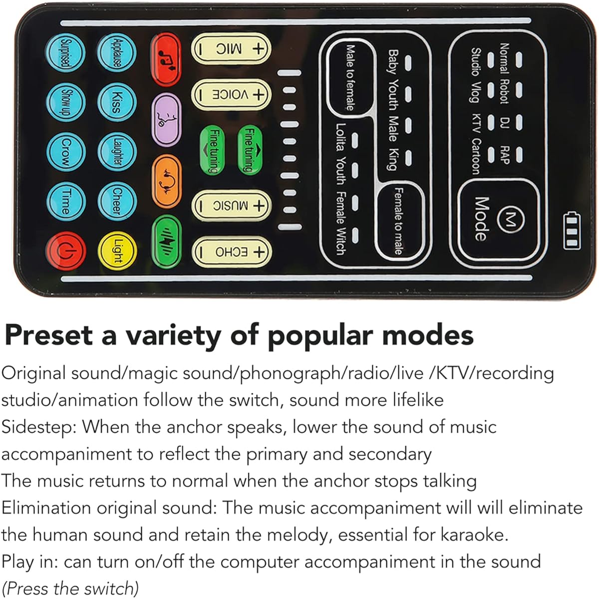 i9 Voice Changer Handheld Sound Card Mini Voice Changer Device with 8 Different Voice Changes and 8 Built-in Sound Effects, Mini Voice Modulator for Any Mobile Phone Computer Tablet Game Console
