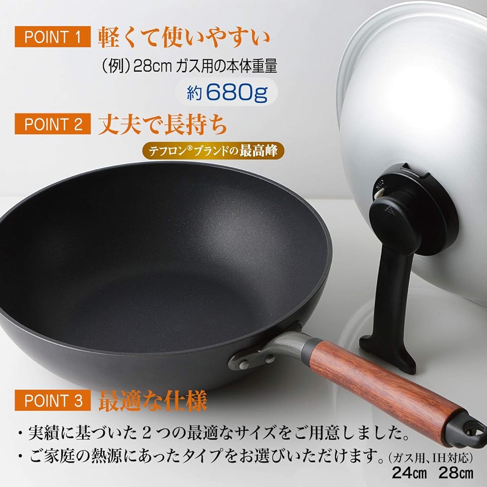 Hokuriku Aluminum Lightweight Wok Wu Wenpan 28cm Cam Night Gray WPL28