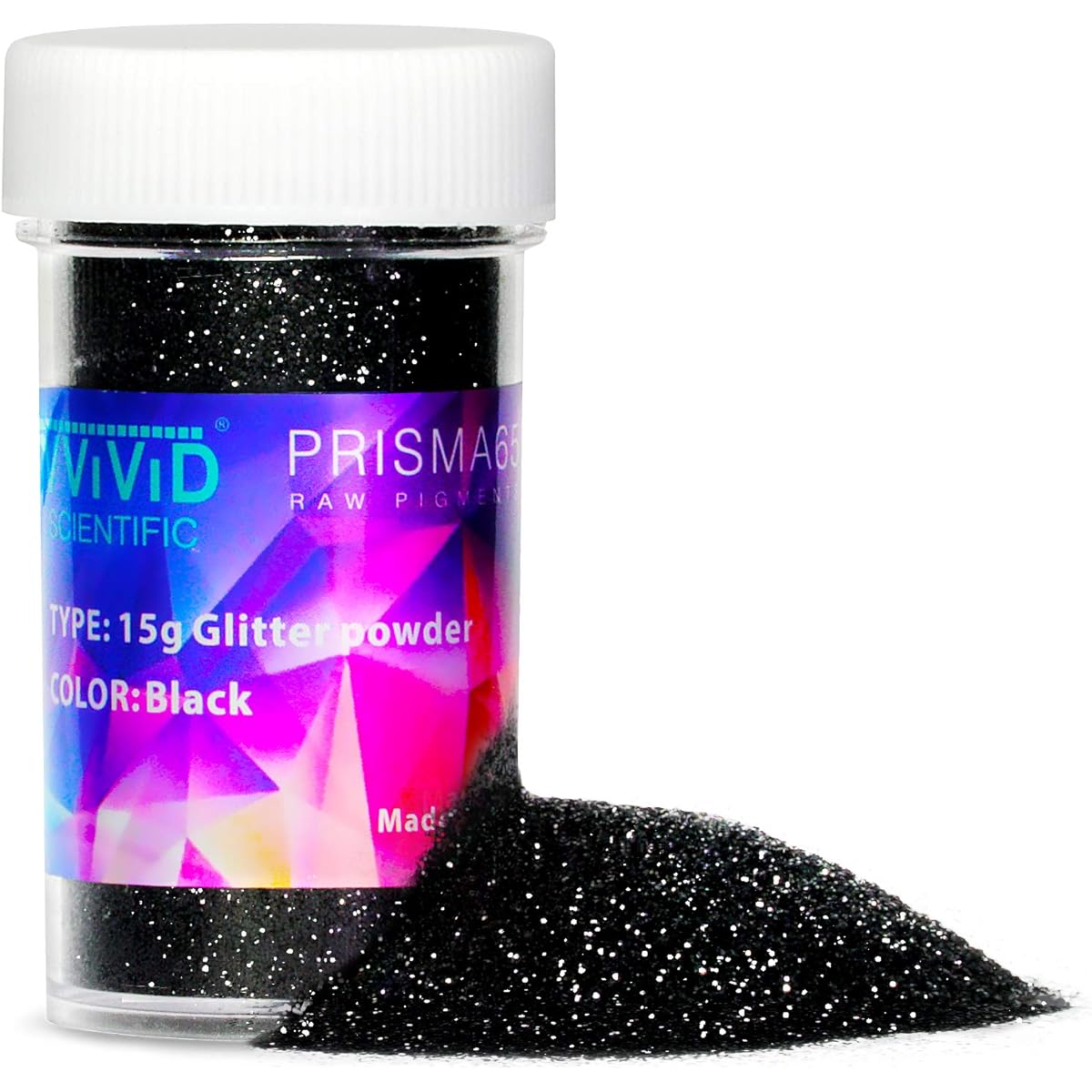 VViViD PRISMA65 Black Glitter Powder 15g for Shaker Jars Arts Crafts Decorations Nails Epoxy Tumblers Scrapbooking Flowers Slime Making Epoxy Jewelry Cosmetics Painting and More