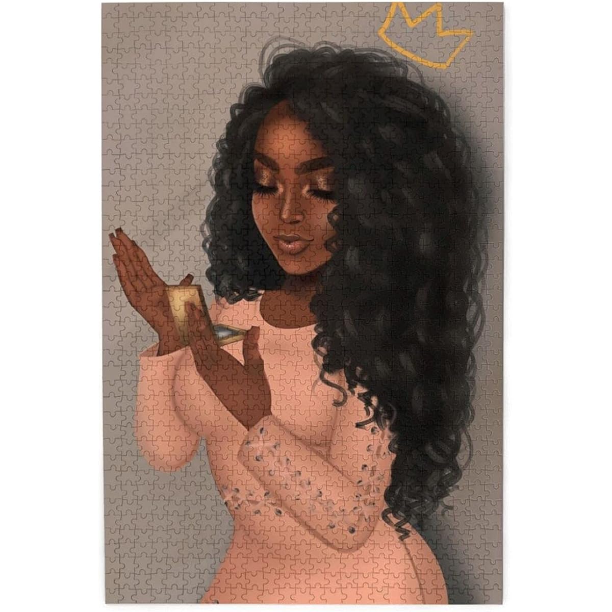 African American Black Girl 1000 Pieces Adult Wooden Puzzle Decoration Pattern DIY Puzzle Home Decoration for Friends