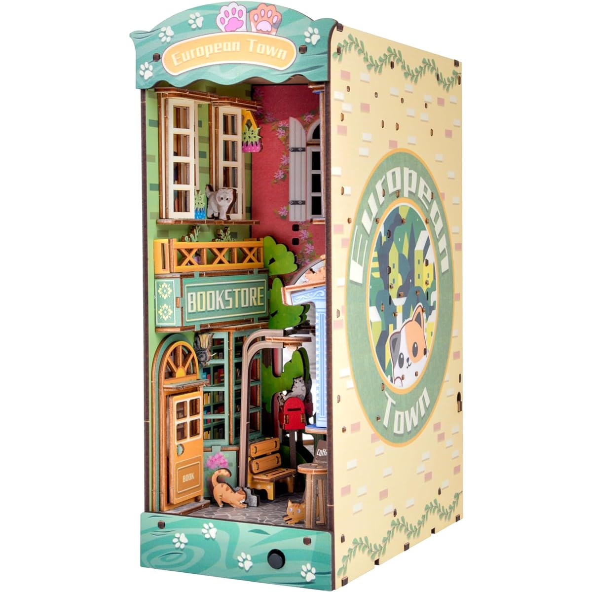 DIY Book Nook Kit, 3D Wooden Puzzle, Book Nook Miniature Kit, DIY Dollhouse Wooden Bookends, Decorative Creativity, Small Bookends Model Kits for Adults and Kids, Diorama Kit
