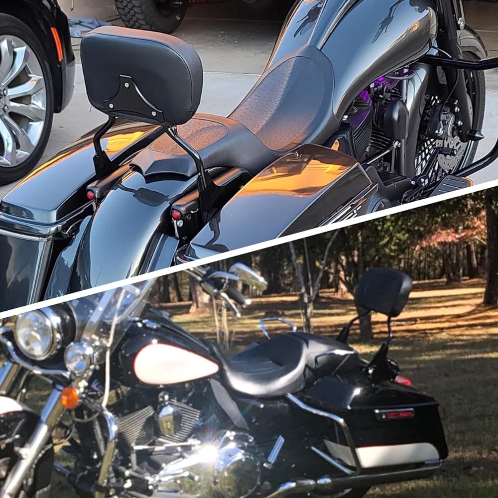AUFER Removable Backrest Sissy Bar Upright Passenger Backrest with Backrest Pad Compatible with Touring Road King Street Glide Electra Glide FLHR FLHX FLHT FLTR 1997-2008 (Black)