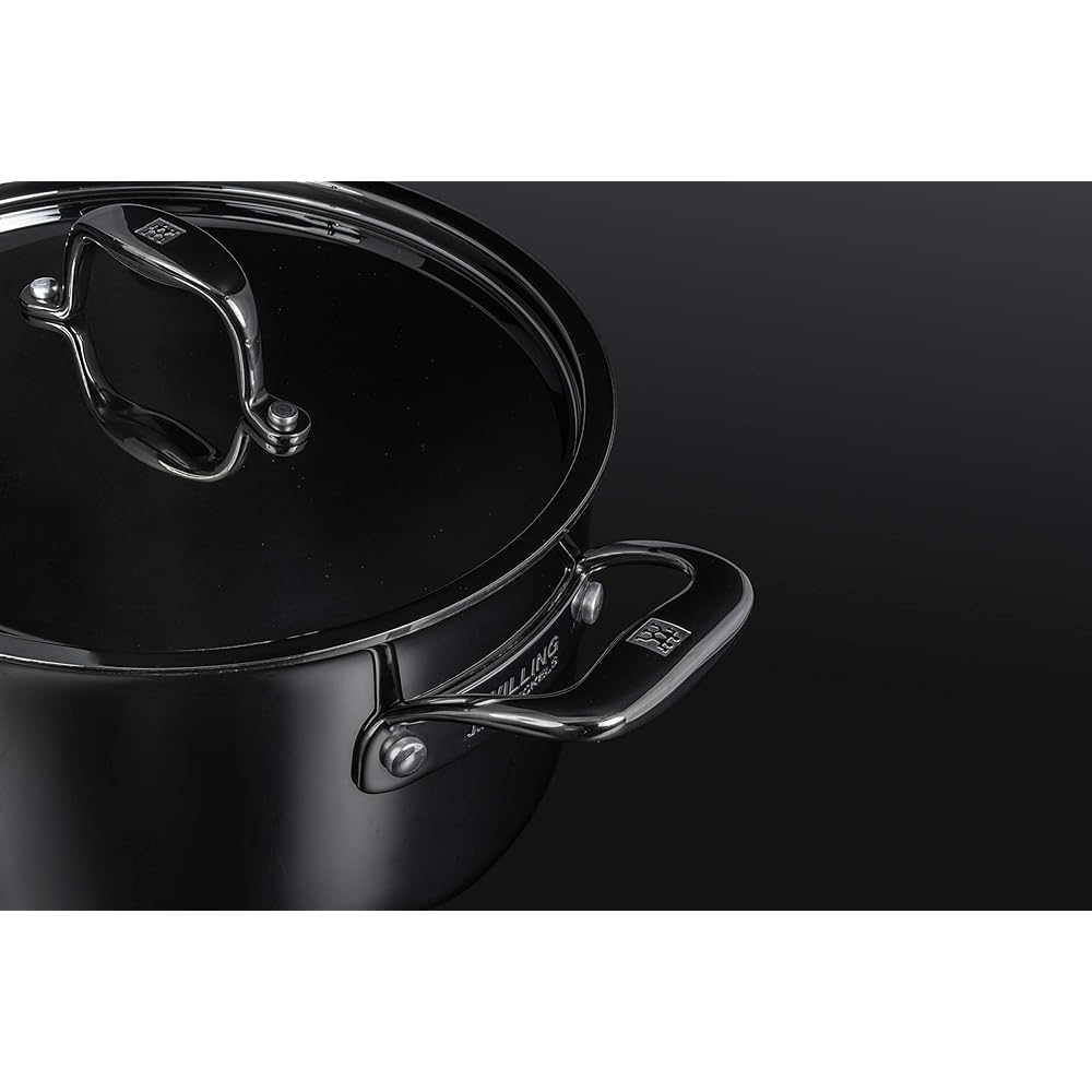 Zwilling "Nero Stew Pot 20cm 3.0L Black Coating" Two Hand Pot Stainless Steel with Lid IH Compatible 10 Year Warranty [Authorized Japanese Product] 64432-200