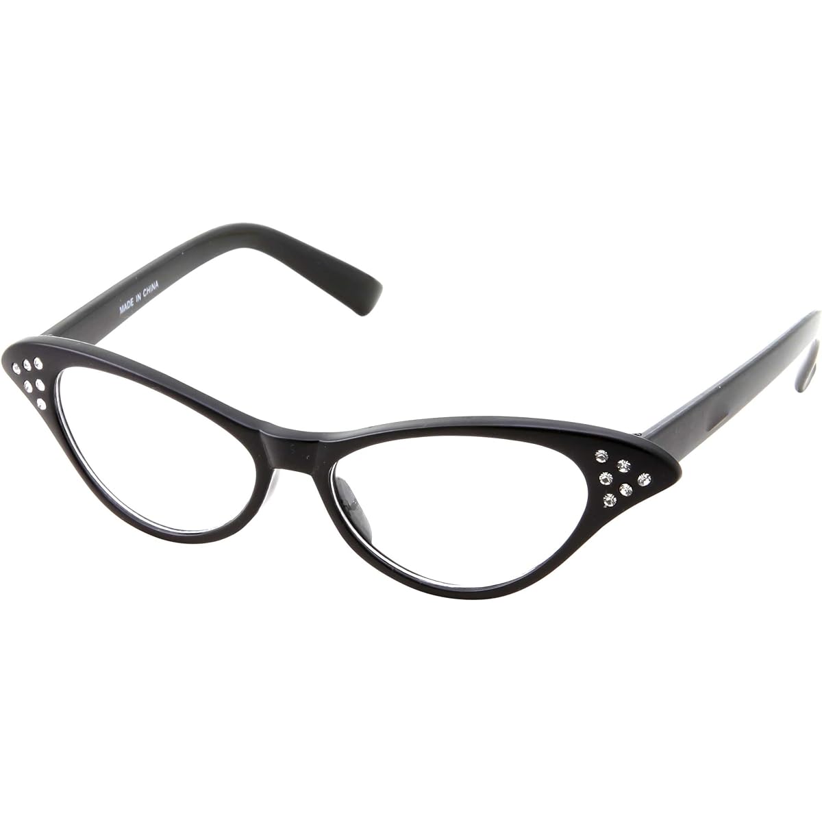 50s Kids Geek Cat Eye Glasses Girls Costume for Kids (Ages 3-12) (Black)
