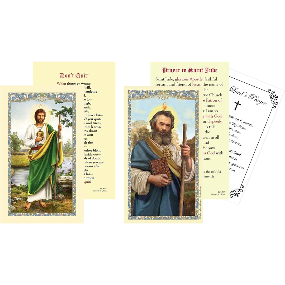 St. Jude Thaddeus Prayer Cards - St. Jude Healing Prayer Cards Lord's Prayer Cards | Set of 2 St. Jude Laminated Prayer Cards for Daily Prayer and Devotion | St. Jude Patron Saint of Lost Causes | 3 Items
