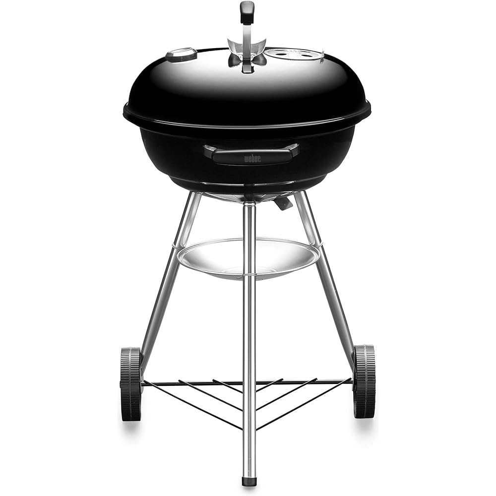 Weber Barbecue Stove Diameter 47cm Compact Kettle Charcoal Camping for 6-8 People [Japanese Genuine Product 10 Year Warranty] 1221308 / Thermometer Included 1221308 Black 47cm