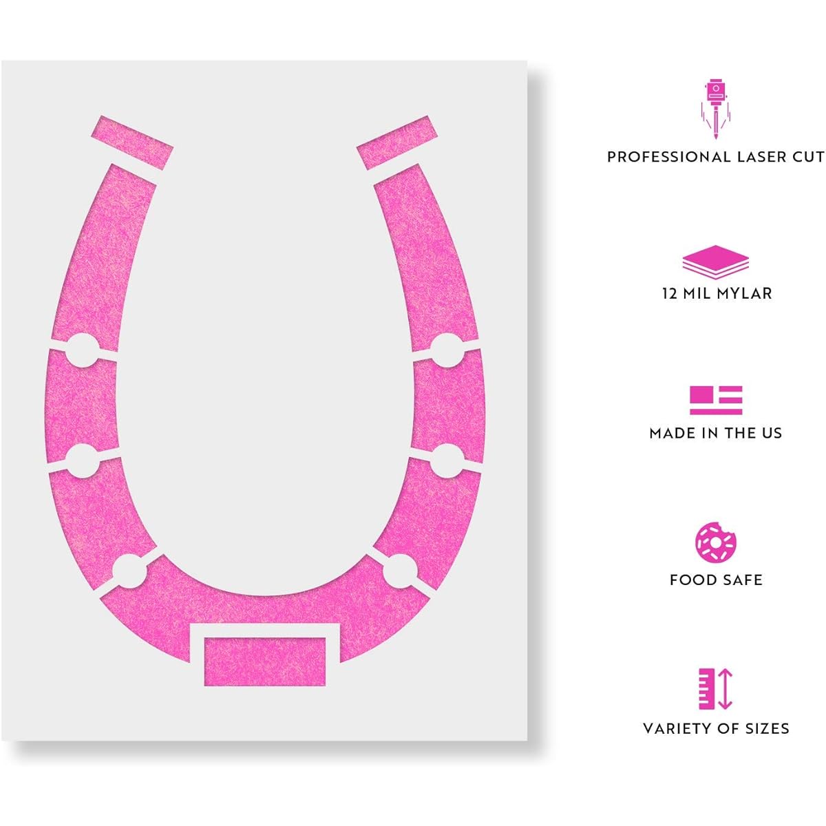 Horseshoe Stencil Template - Reusable Stencil with Multiple Sizes Available 36"x24"