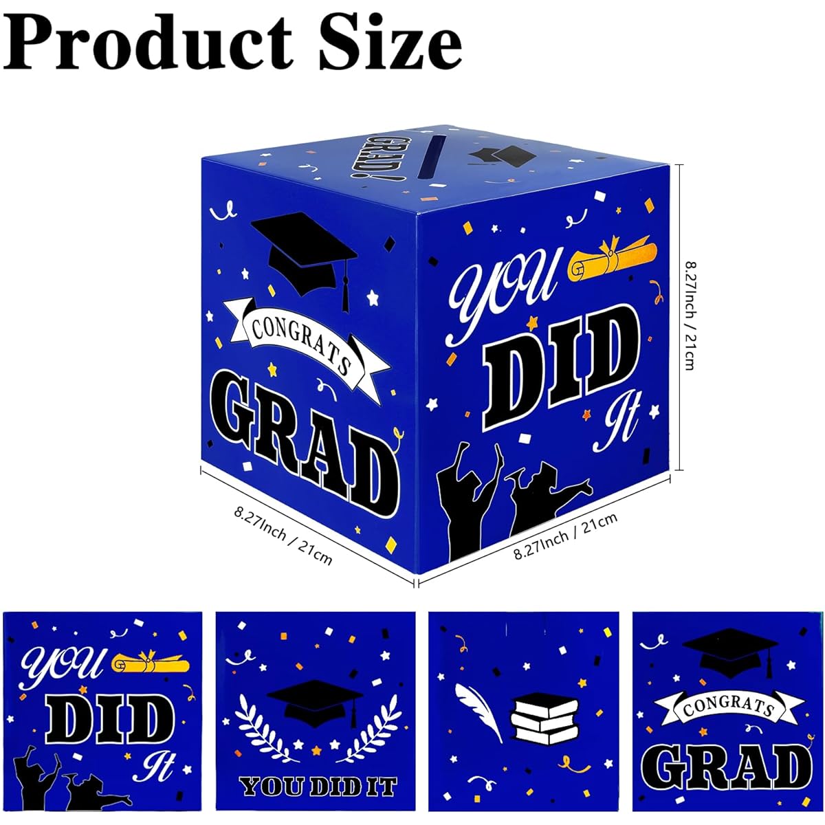 Graduation Card Box Graduation Party Decorations 2024 Graduation Box Graduation Card Holder Foldable Cardboard Congratulations Graduation Card Gift Box Graduation Party Supplies Party Favors Blue