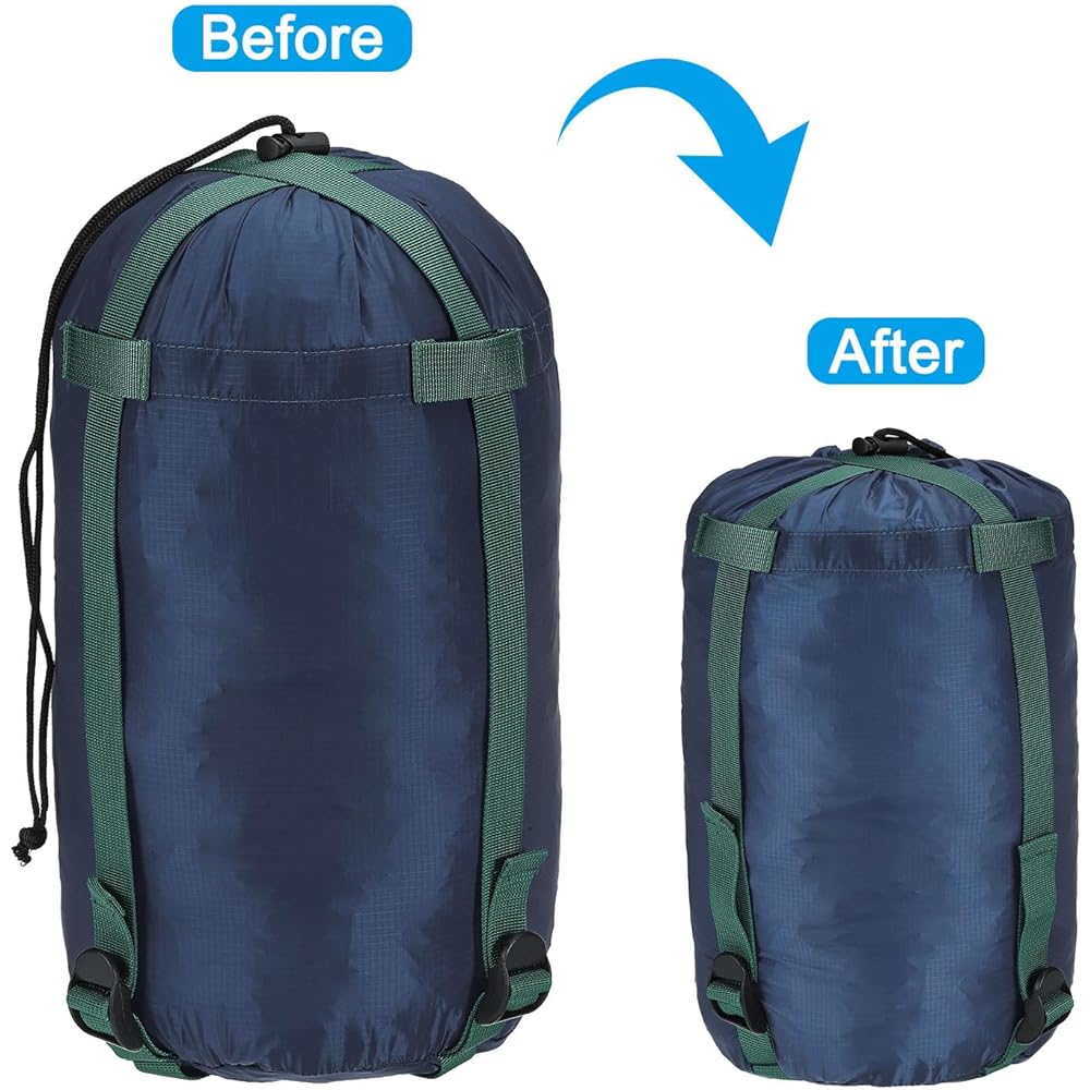 PATIKIL Compression Storage Bag Set of 2 20L Waterproof Sleeping Bag Lightweight Compression Storage Bag for Backpacking Camping Dark Blue