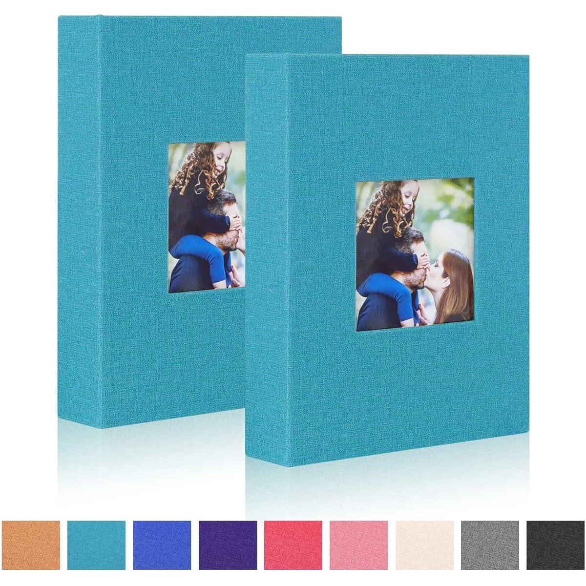 Benjia Small Photo Album 6x4 Packs of 2, Each Pack Contains 100 Pockets, Contains One 10x15cm Portrait Only, Color: Teal