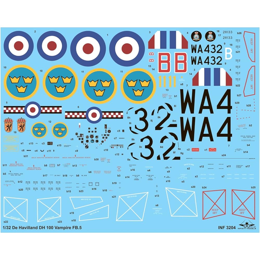 Infinity Models 1/32 Royal Air Force D.H. Vampire FB Mk.5 Plastic Model IFM3204 Molding Color