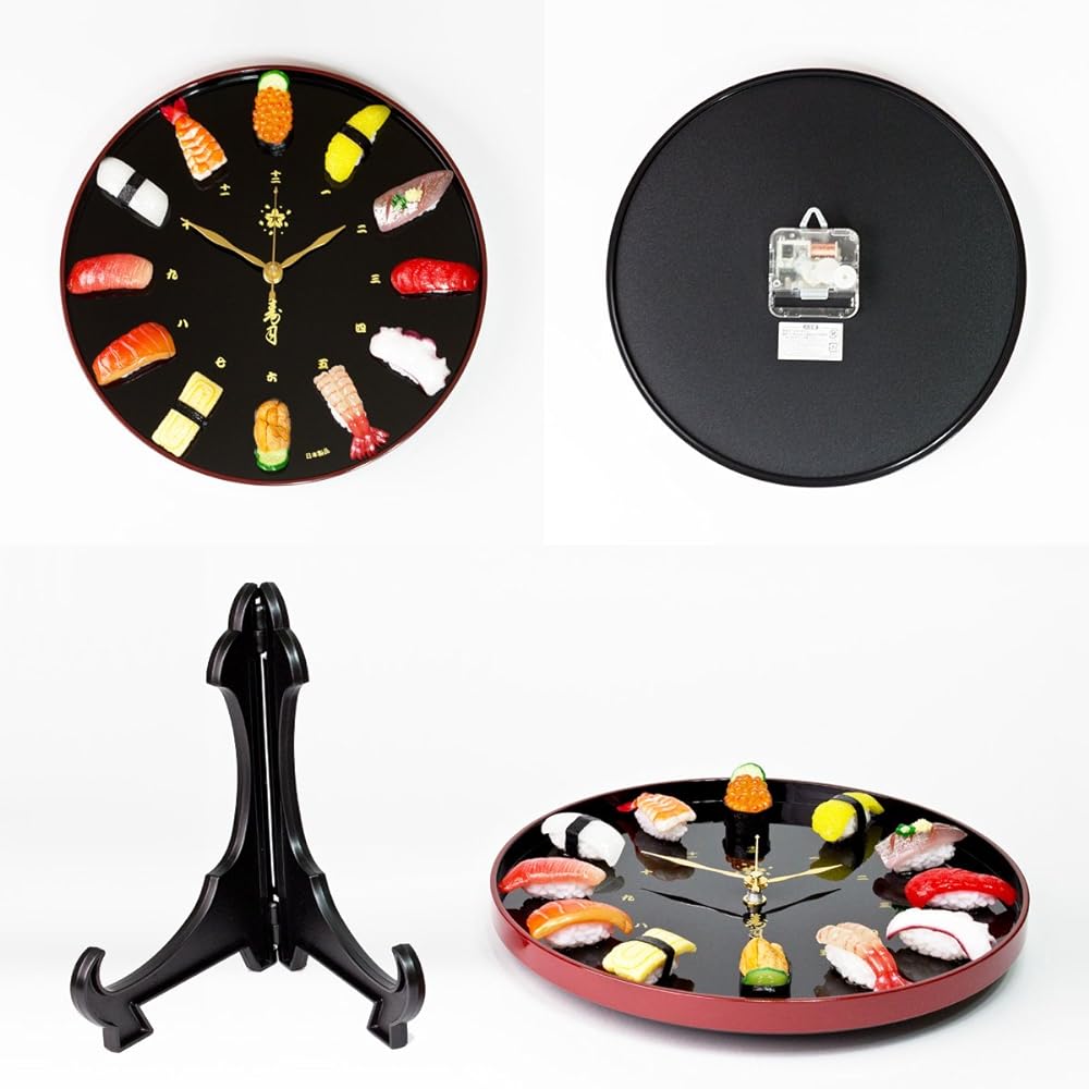 Real sushi clock that looks just like the real thing. Can be used as a wall clock or table clock. Made in Japan.