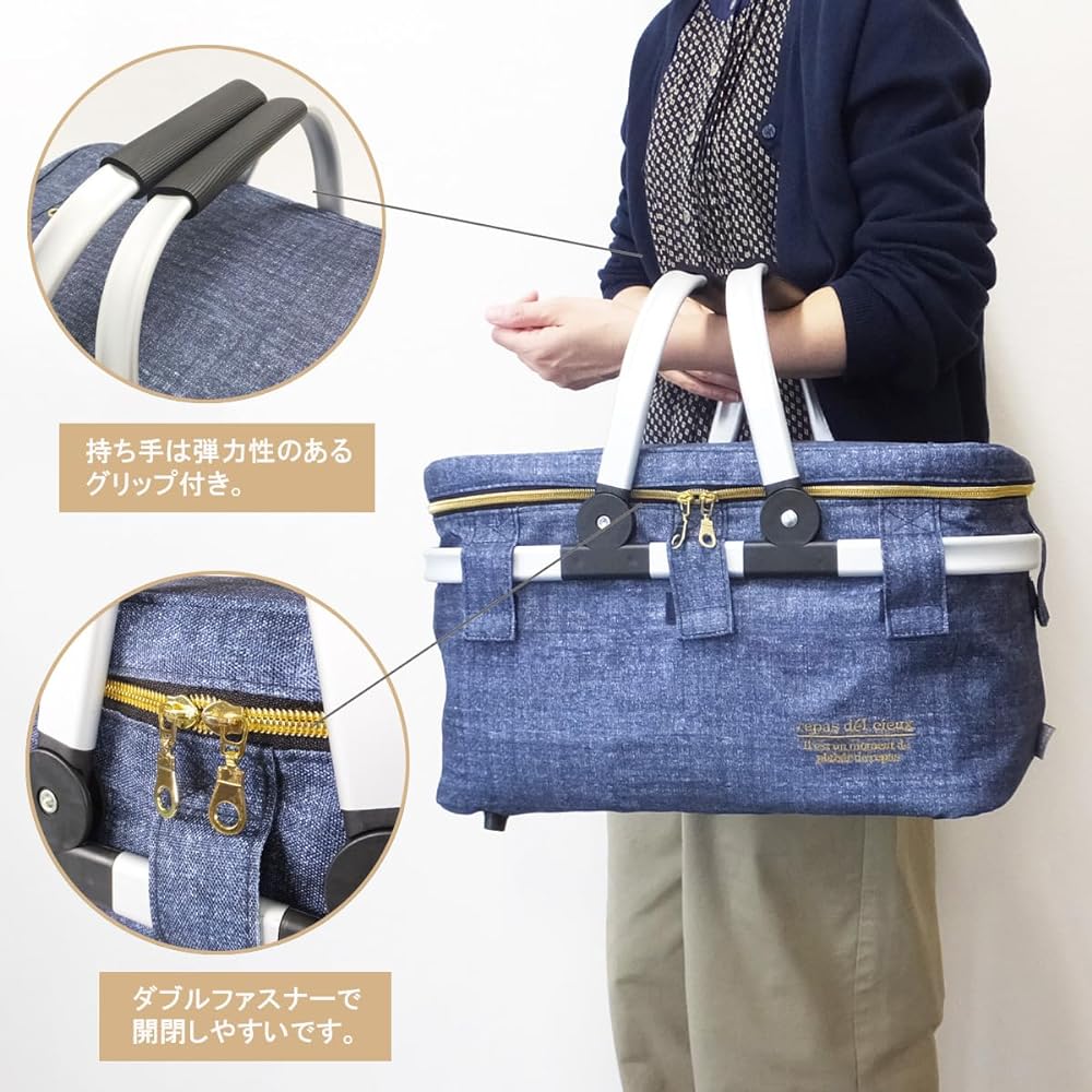 At First Folding Soft Cooler Bag Cold Insulation with Handle Cooling Bag Basket Leisure Bag Large Capacity Cooling Bag Navy AF6128