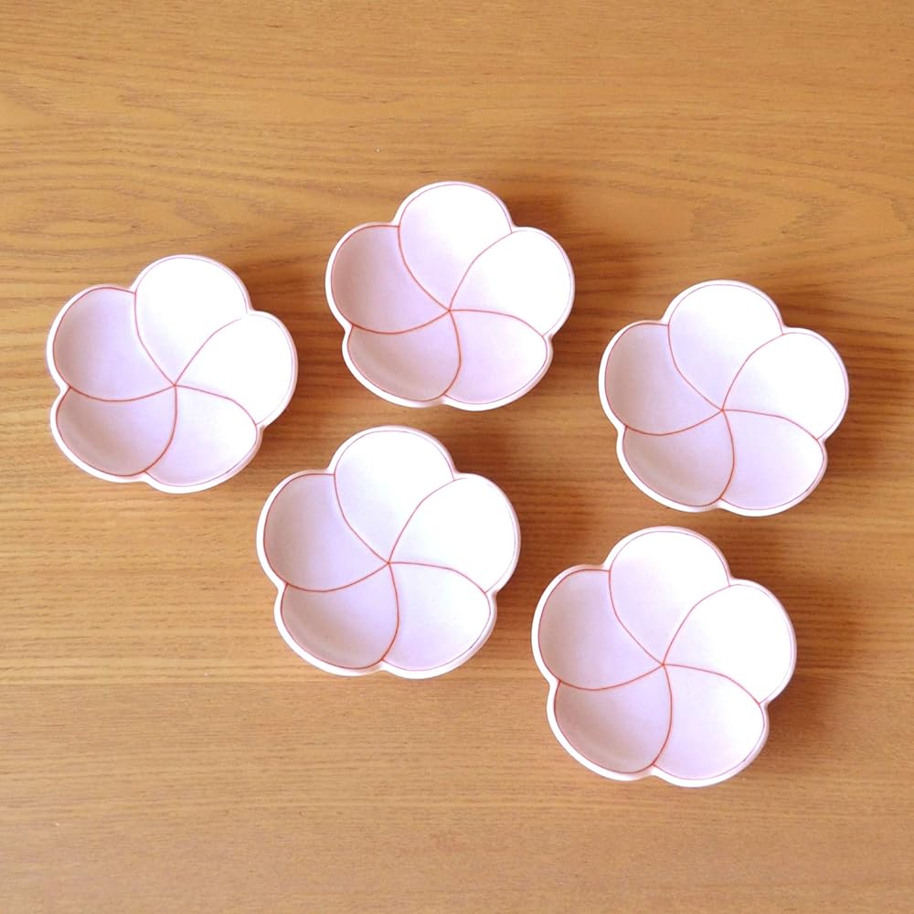 New Year Tableware Japanese Tableware Small Plate 9cm Plum Lucky Charm Arita Ware Koume (Pink) Small Plate Set of 5 in Presentation Box