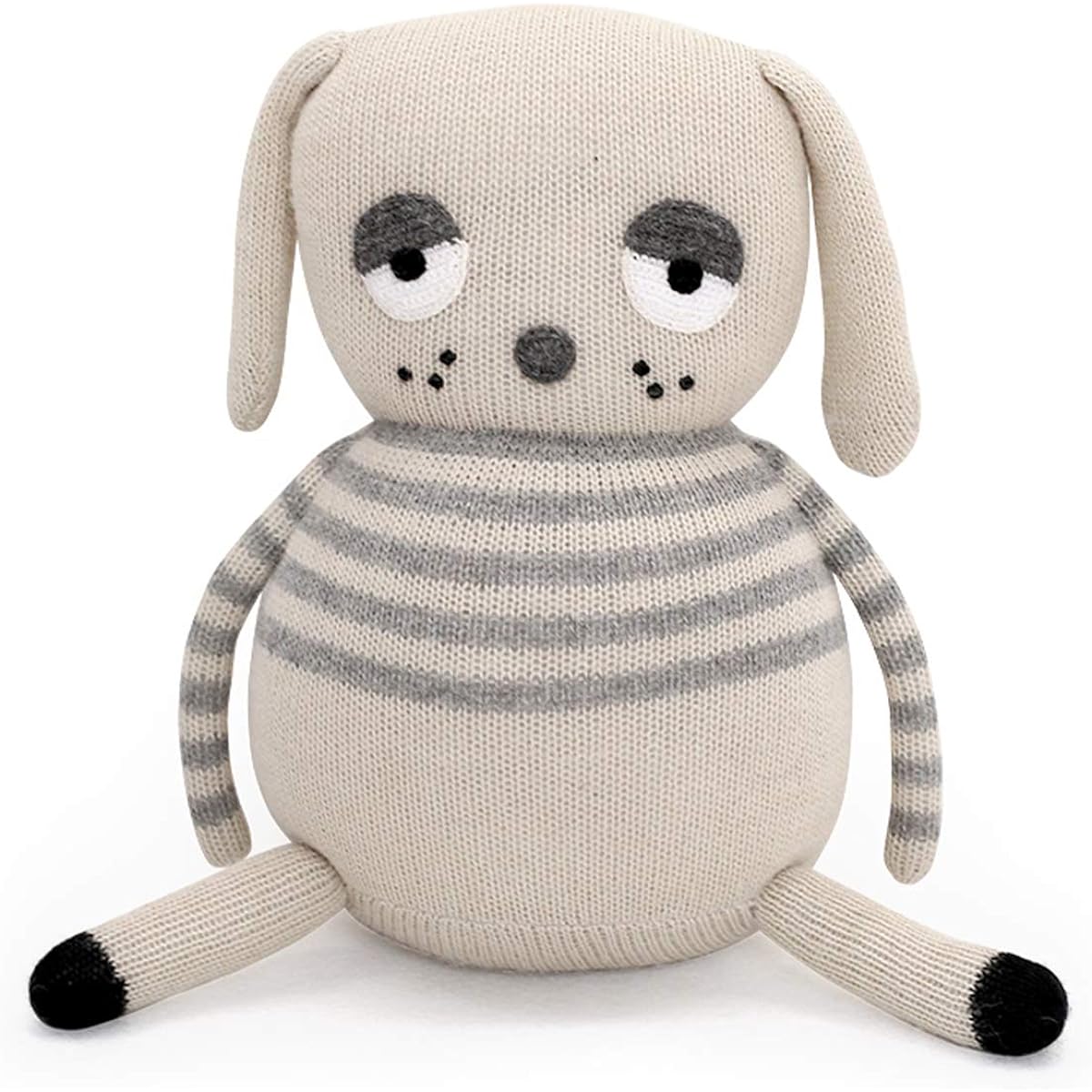 ooh noo Large Stuffed Animal, Handmade, Lazy Dog, Grey