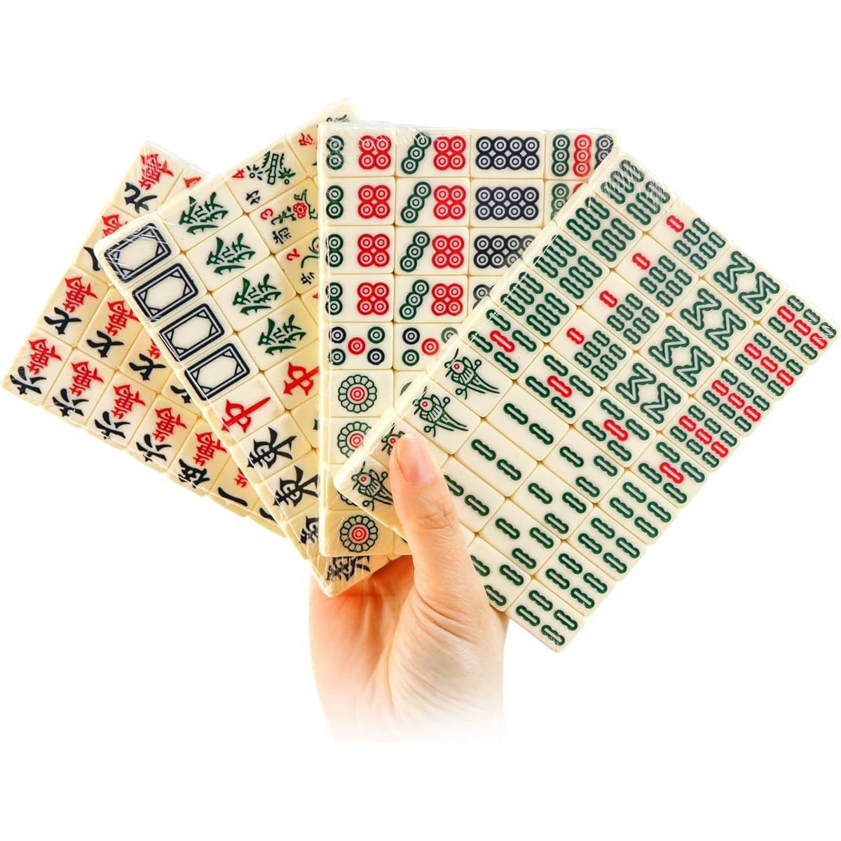 SacPero Chinese Mahjong Game Set, Portable Mahjong Tiles, Travel Mini Mahjong Set, 144+ Tiles, 2 Dice, Carrying Travel Bag, Traditional Family Game for 4 Players
