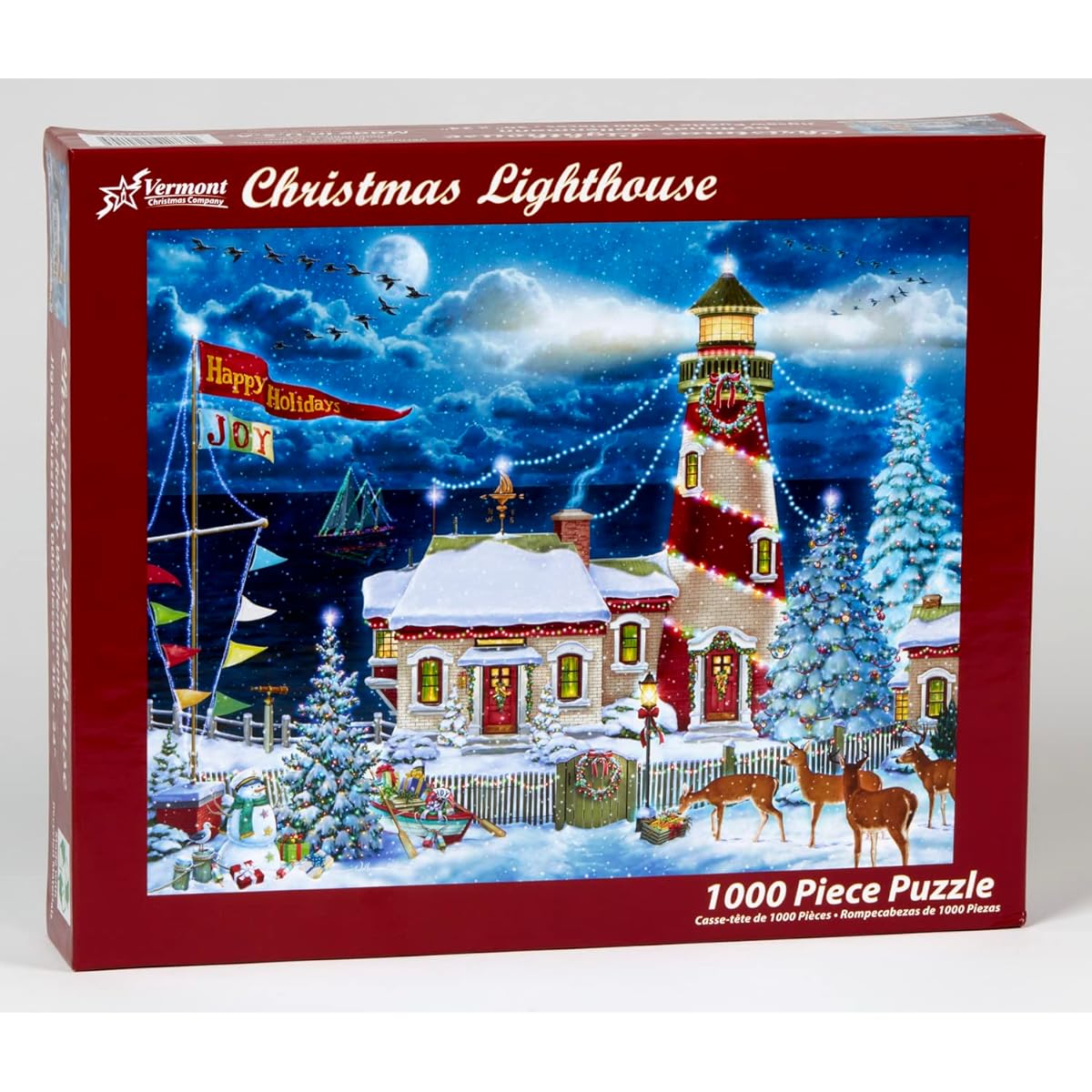 Vermont Christmas Company Christmas Lighthouse Jigsaw Puzzle 1000 Piece