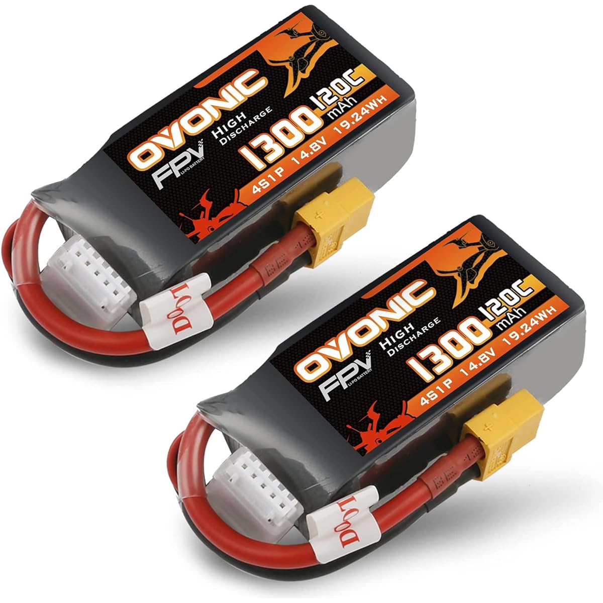 Ovonic 1300mAh 14.8V 4S 120C Lipo Battery with XT60 Plug for FPV Racing