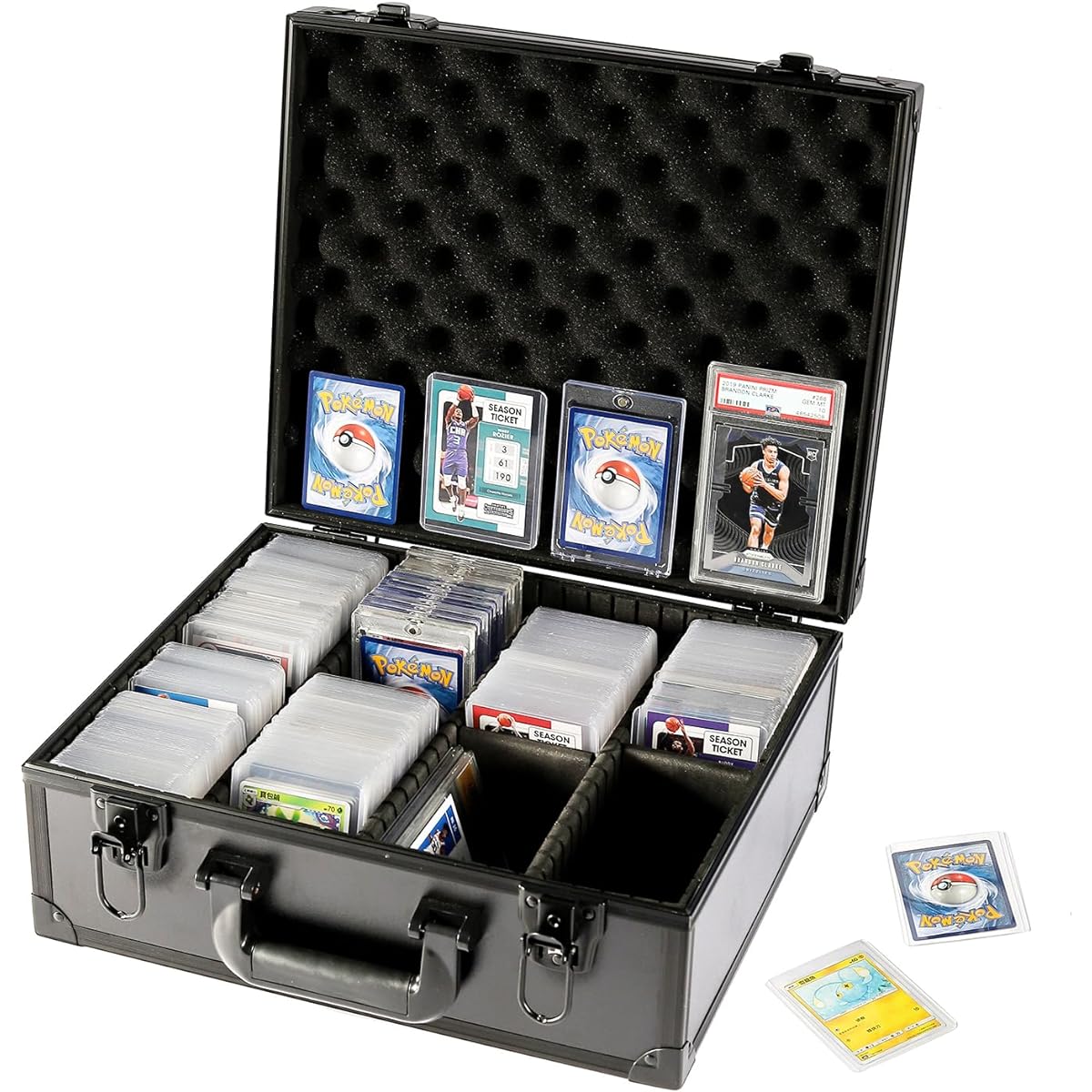 Azamou Toploaders Storage Box 3" x 4" 35pt Hard Cards Trading Cards Sports Cards Grading Cards Evaluation Cards DIY Sponge Partitions 7 Pieces (Holds 600+ Toploaders)