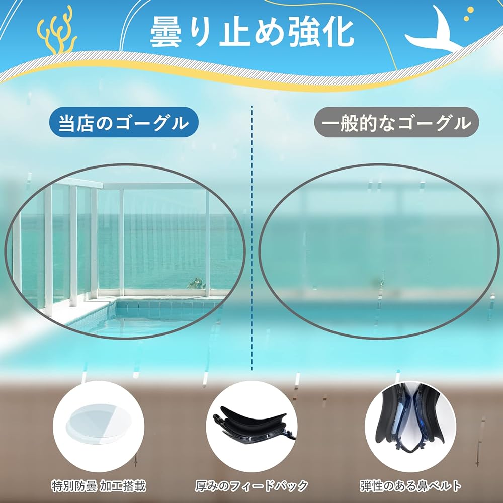 [Air Rope] Swimming Goggles for Children/Adults Underwater Swimming Goggles (S-2.00~S-6.00) Swimming Goggles with Nose Belt/Ear Plugs, Antibacterial, UV Protection, Anti-Fog, Water Leak Prevention, Unisex, Adjustable Belt, Case Included
