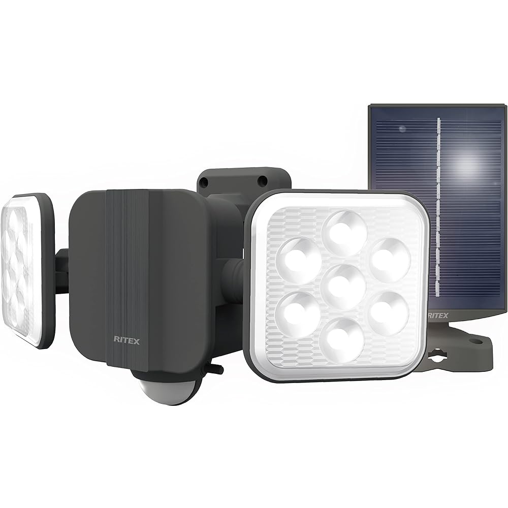 Musashi 6.5W x 2 Free Arm Type LED Hybrid Solar Light S-HB250 Black