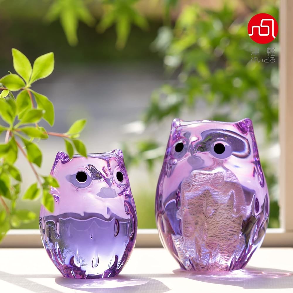 Adelia Tsugaru Vidro Ornament Owl Shion Baby Owl Diameter 7.5 x Height 9.5cm [Glass/Cute/Interior] Present in Cosmetic Box Gift Made in Japan F-79727