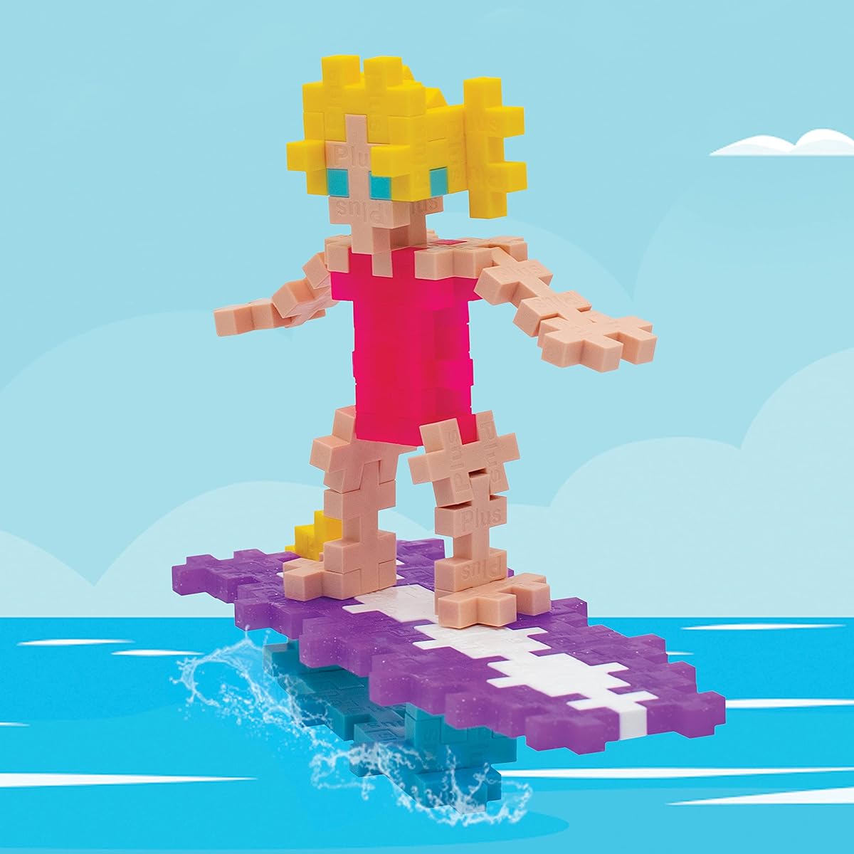 PLUS PLUS - Surfer Girl - 70 Pieces Construction Building STEM/Steam Toy Interlocking Puzzle Blocks for Kids Mini Maker Tube
