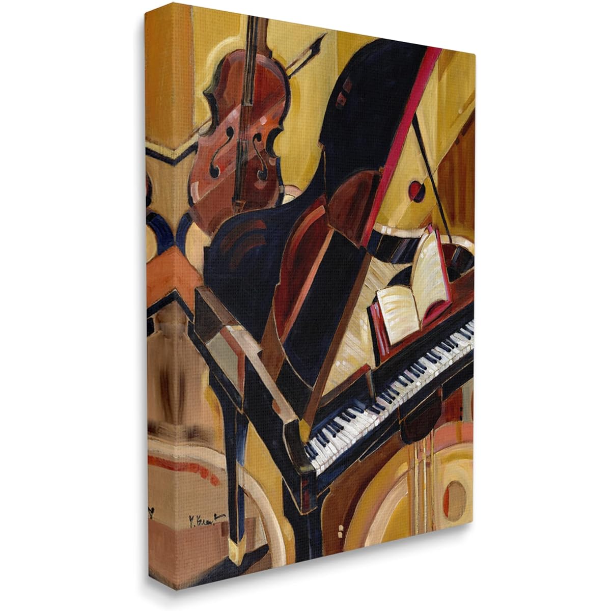 Stupell Industries Musical Instruments Modern Piano Canvas Wall Art Designed by Paul Brent