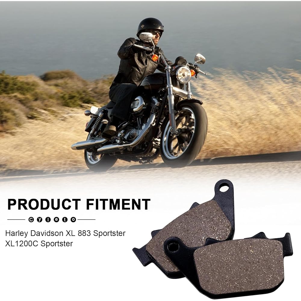 Cyleto Front and Rear Brake Pads Harley-Davidson XL883 XL 883 Sportster Standard 2004-2008 / XL883C Sportster 883 Custom 2004-2010