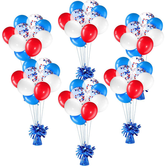 56 Balloons and Balloon Weights 50 Balloons Decoration Birthday Confetti Balloons 6 Balloon Weights Pack Holder Balloon Party Wedding Birthday Decoration (Blue Series)