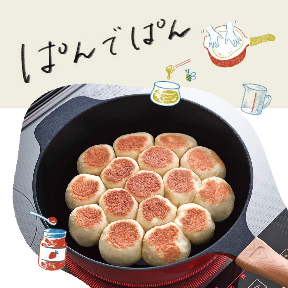 Wahei Freize Frying pan that can be used for simmered and boiled foods, 24cm, light blue, compatible with IH and gas, with original recipe, Pandeppan MB-1770
